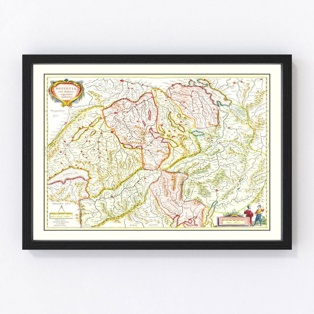 Switzerland Vintage Map 1665