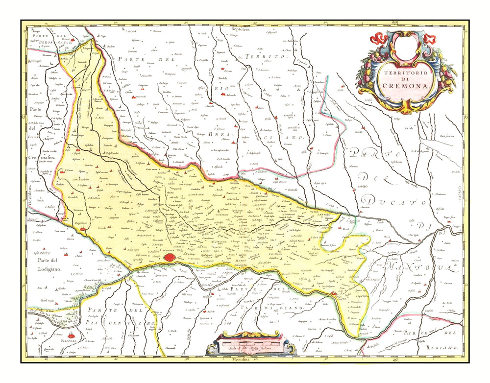 Vintage Map of Cremona, Italy 1665 print style example
