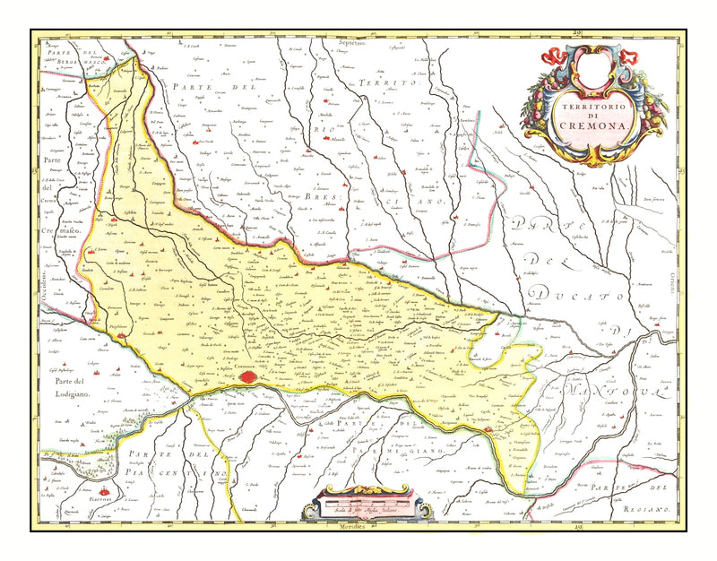 Size comparison using Vintage Map of Cremona, Italy 1665