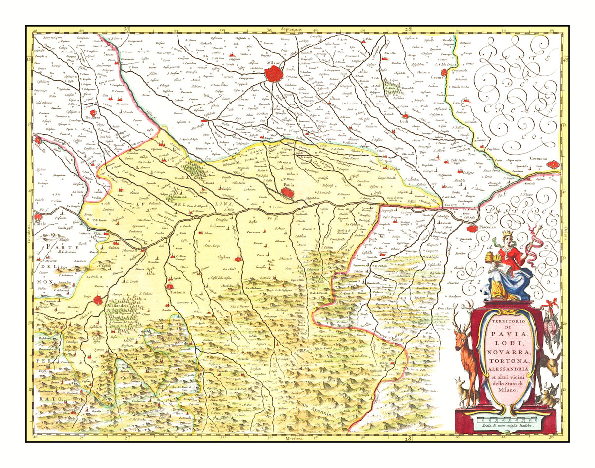 Preview of Vintage Map of Lodi & Pavia Italy 1665
