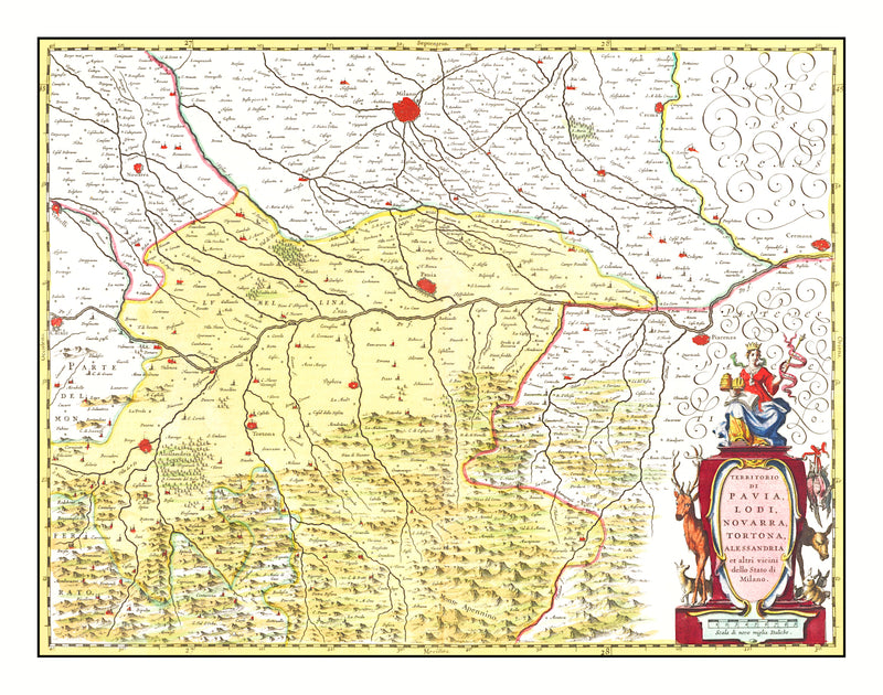 Size comparison using Vintage Map of Lodi & Pavia Italy 1665