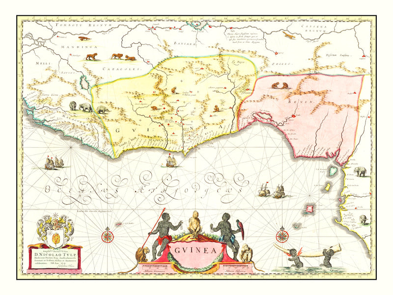 Size comparison using Vintage Map of Guinea 1665