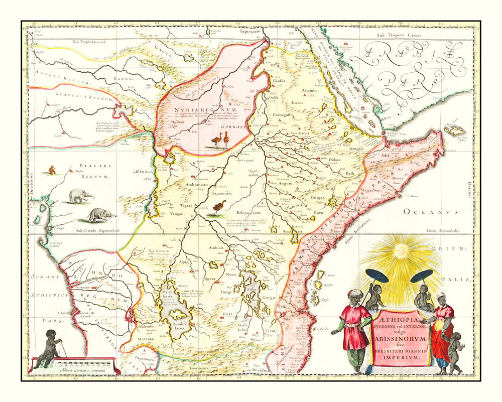 Vintage Map of Northern Ethiopia 1665 print style example