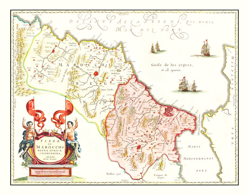 Size comparison using Vintage Map of Morocco 1665