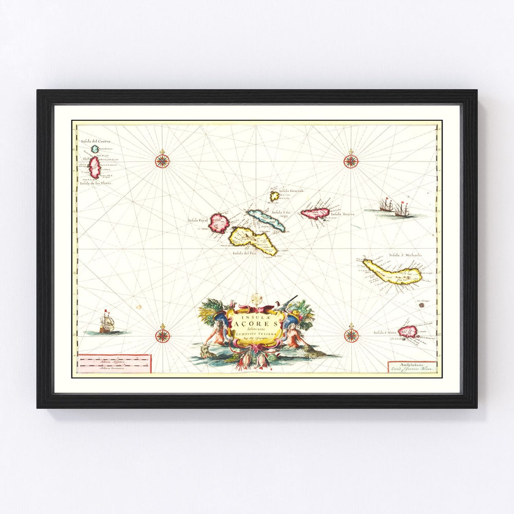 Azores Vintage Map 1665