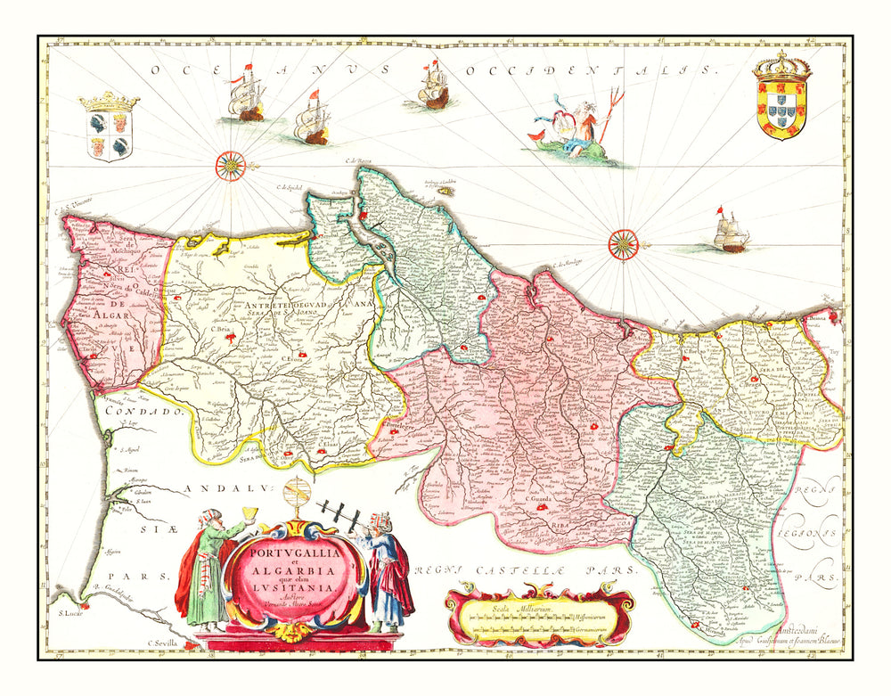 Vintage Map of Portugal 1665 print style example