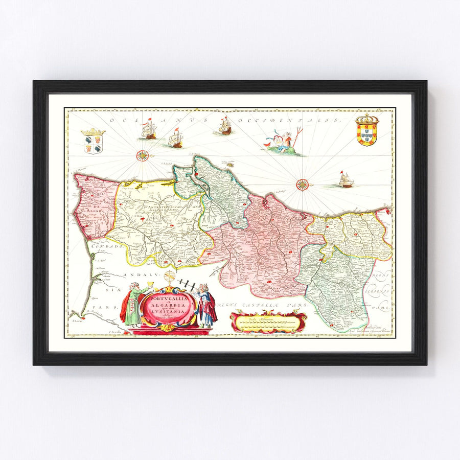 Vintage Map of Portugal 1665