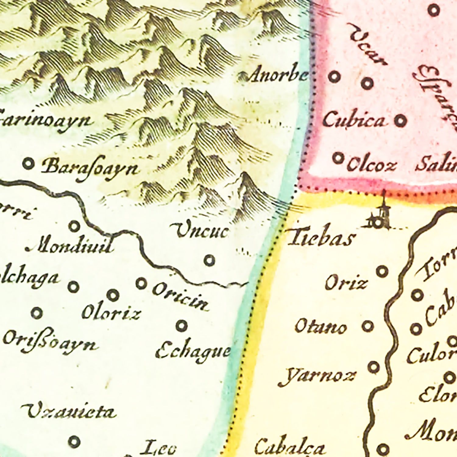 Restored historic details from the 1665 region map of County