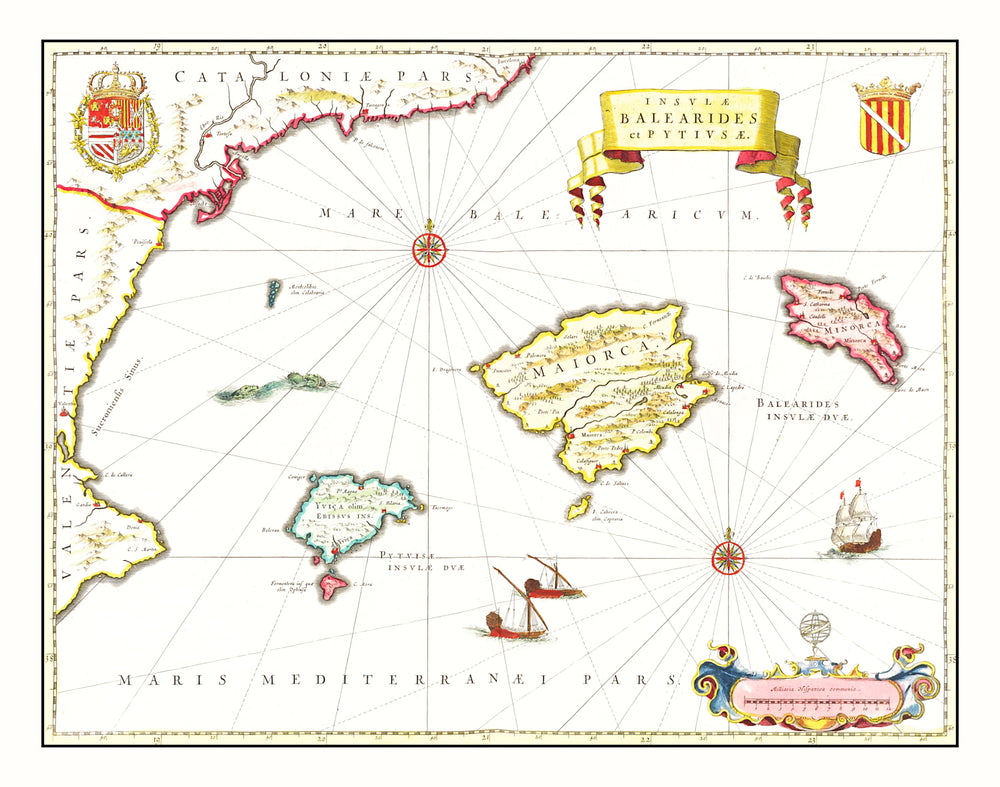 Vintage Map of Tarragona, Spain 1665 print style example