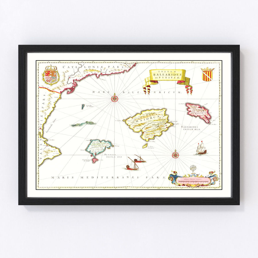 Vintage Map of Tarragona, Spain 1665