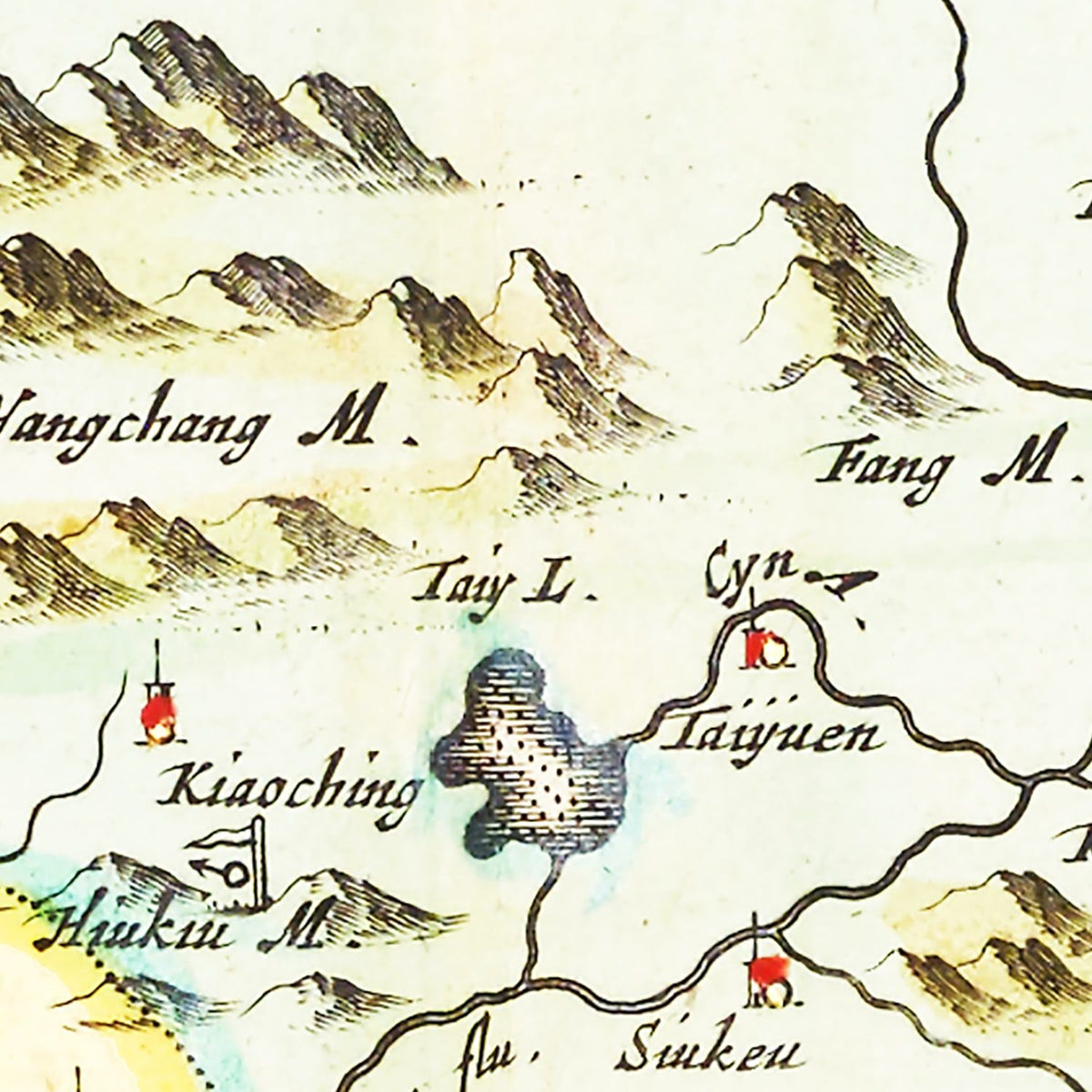 Restored historic details from the 1665 region map of County