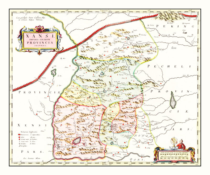 Size comparison using Vintage Map of Xansi, China 1665