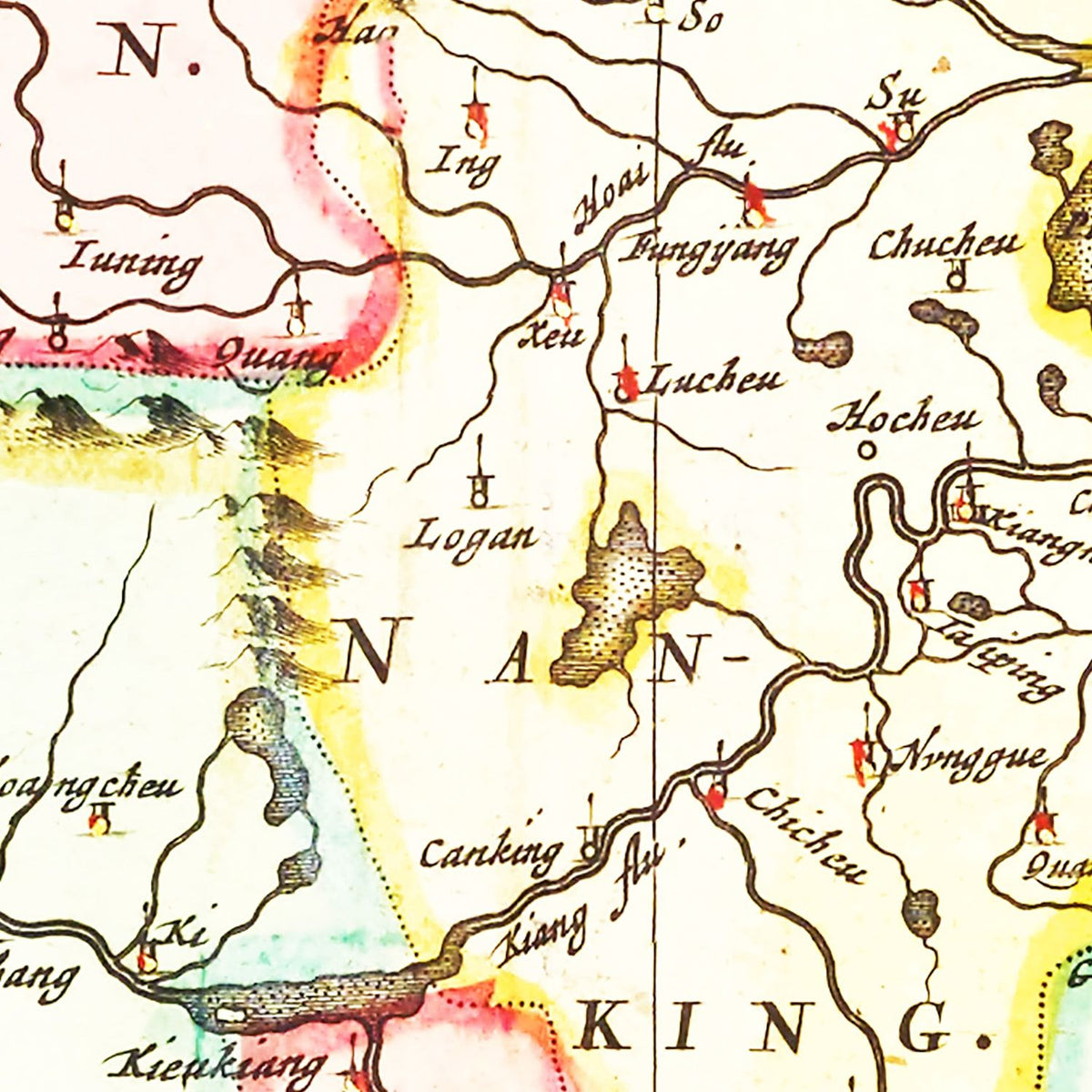 Restored historic details from the 1665 country map of County
