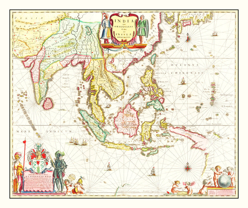 Vintage Map of India 1665 print style example