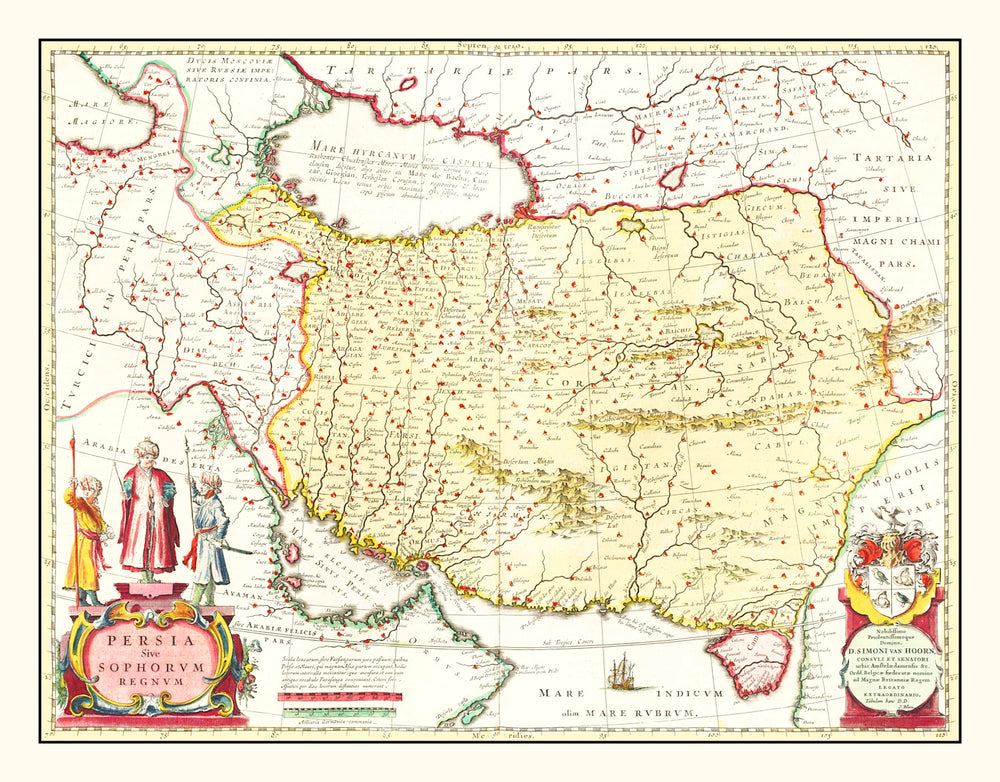 Vintage Map of the Kingdom of Persia 1665 print style example