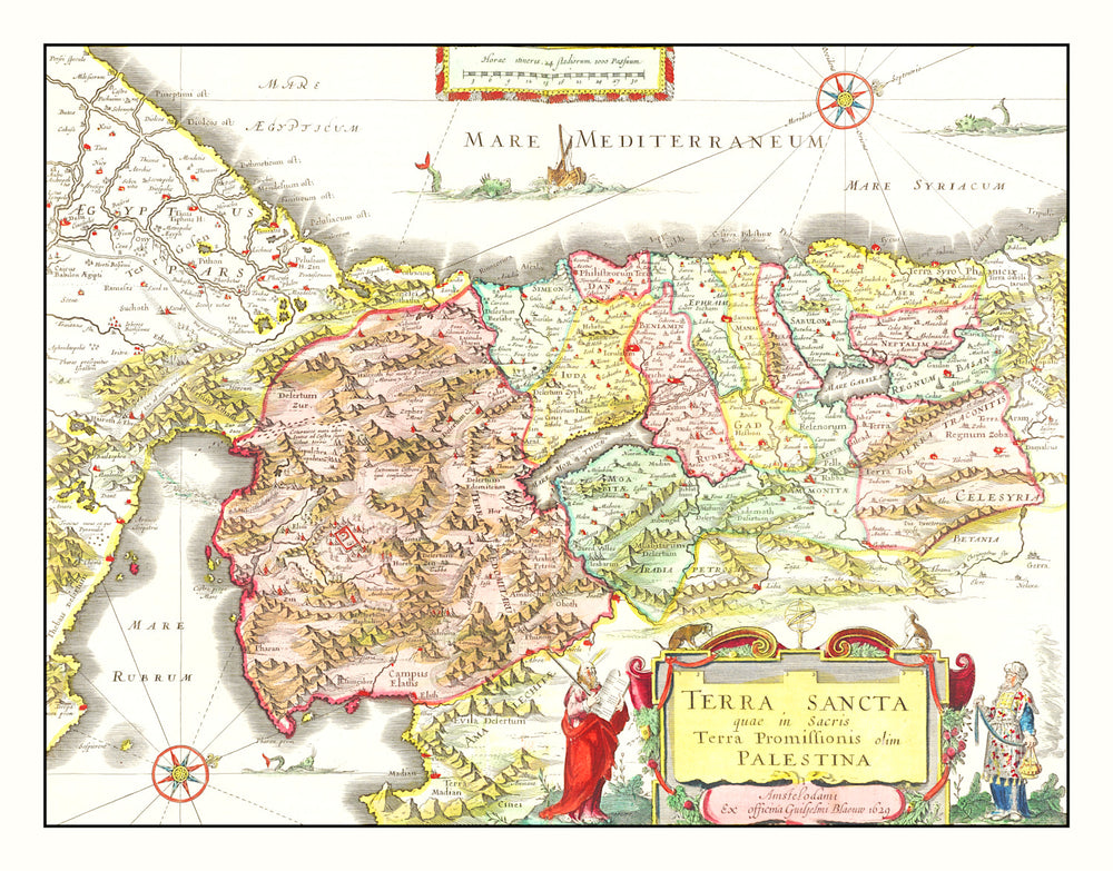 Vintage Map of Palestine 1665 print style example