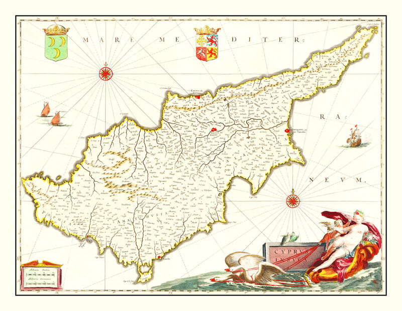 Size comparison using Vintage Map of Cyprus 1665