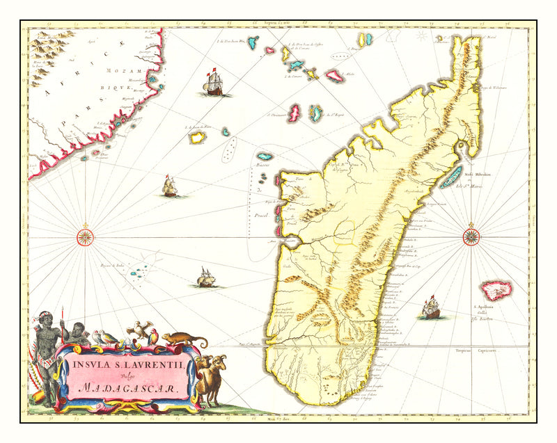 Size comparison using Vintage Map of Madagascar 1665