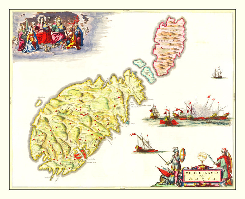Size comparison using Vintage Map of Malta 1665