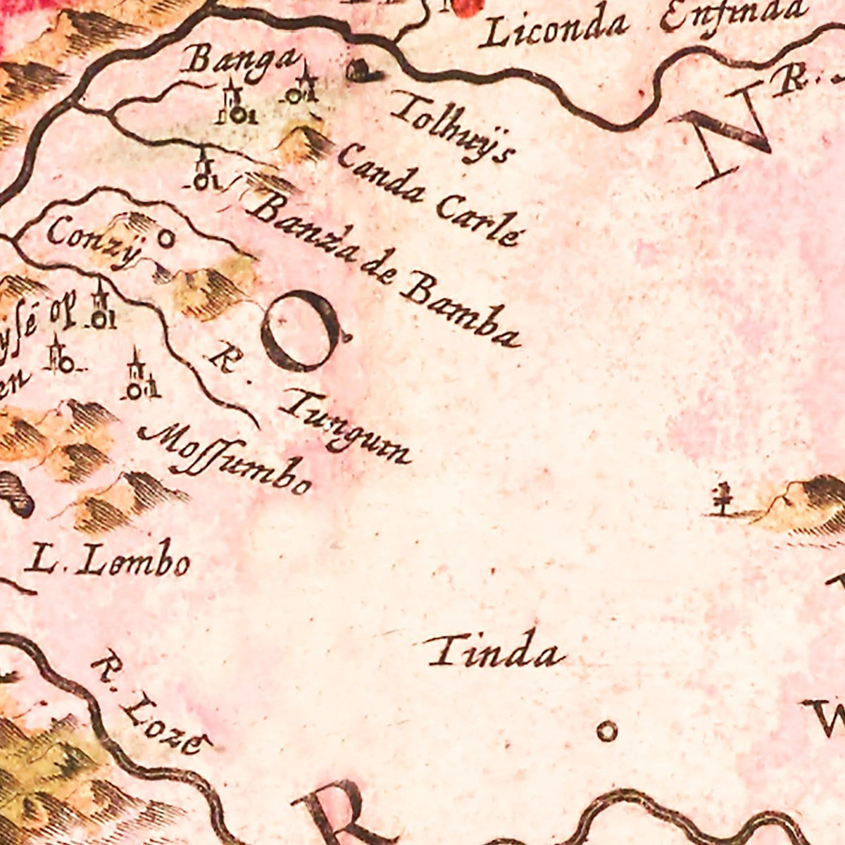 Restored historic details from the 1665 region map of County
