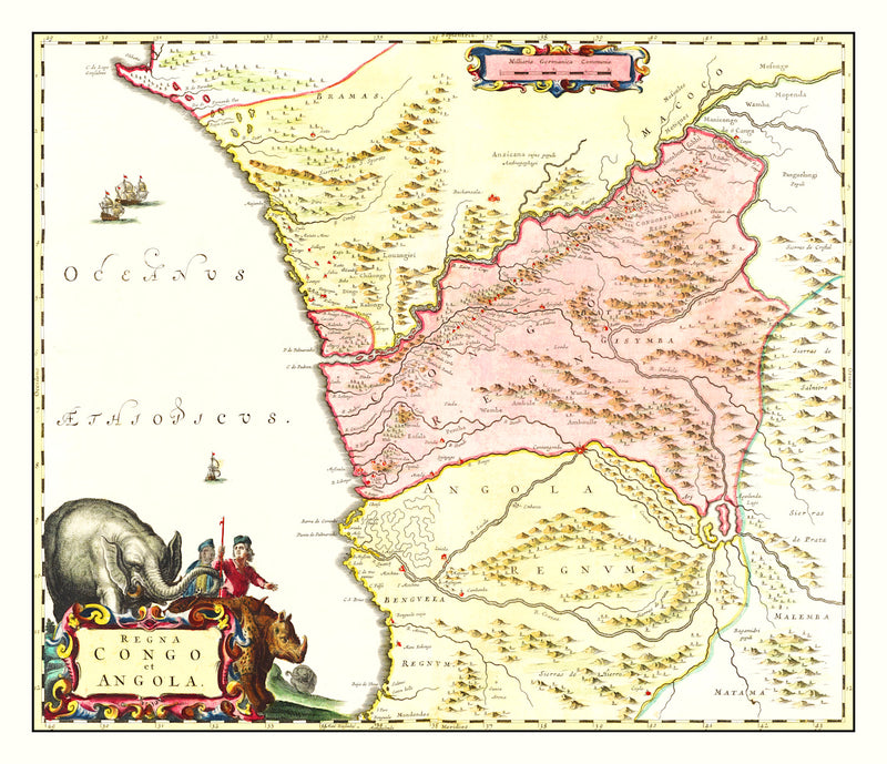 Size comparison using Vintage Map of Congo 1665