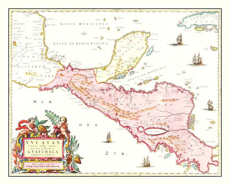Size comparison using Vintage Map of Guatemala 1665