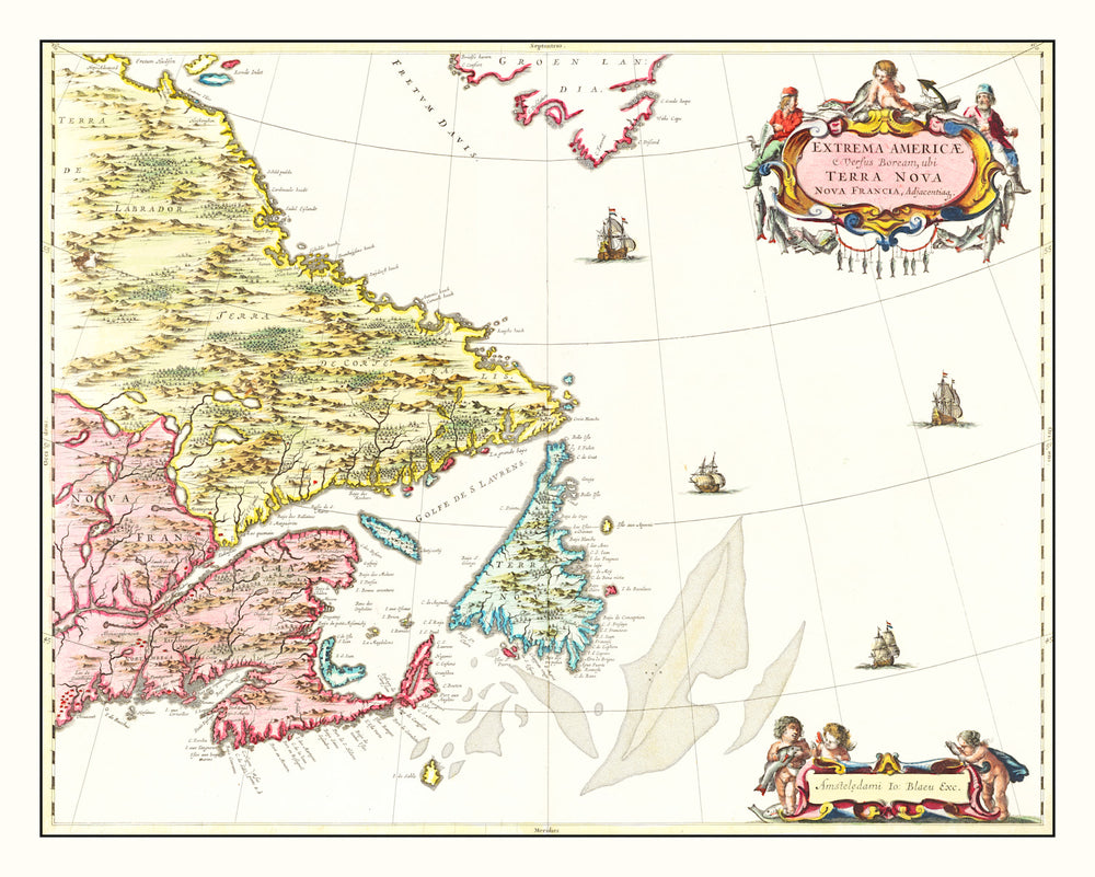 Vintage Map of Eastern Canada 1665 print style example