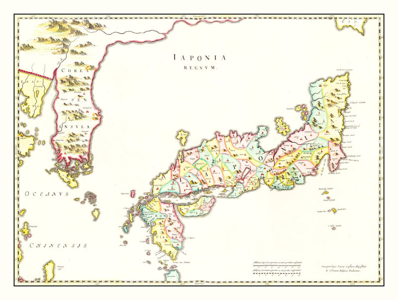 Size comparison using Vintage Map of Japan 1665
