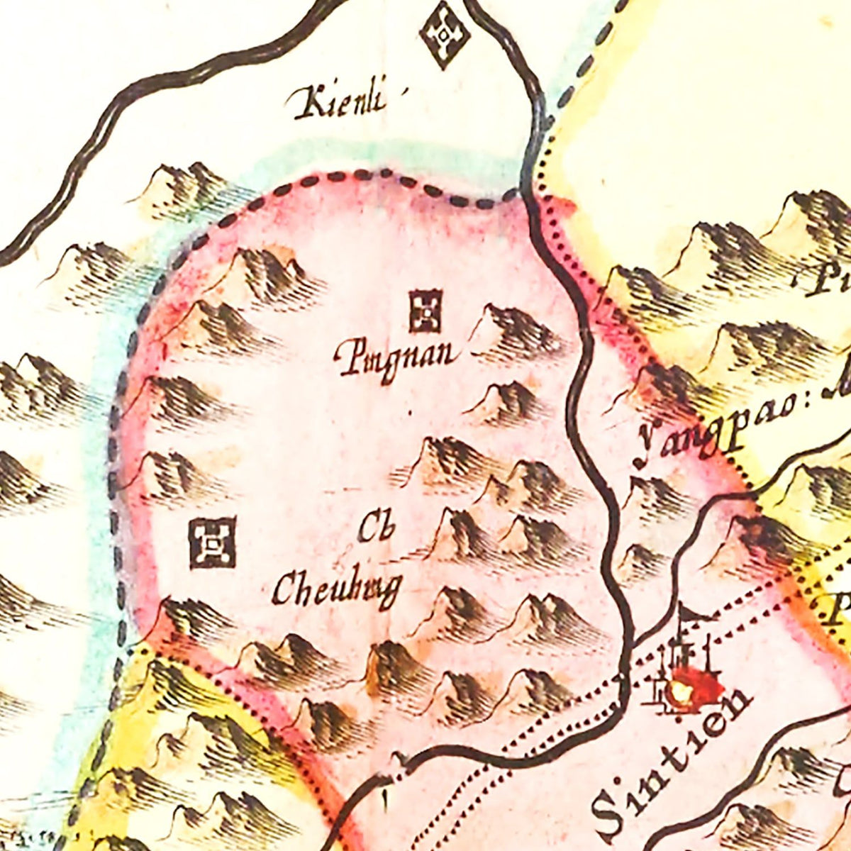 Restored historic details from the 1665 region map of County