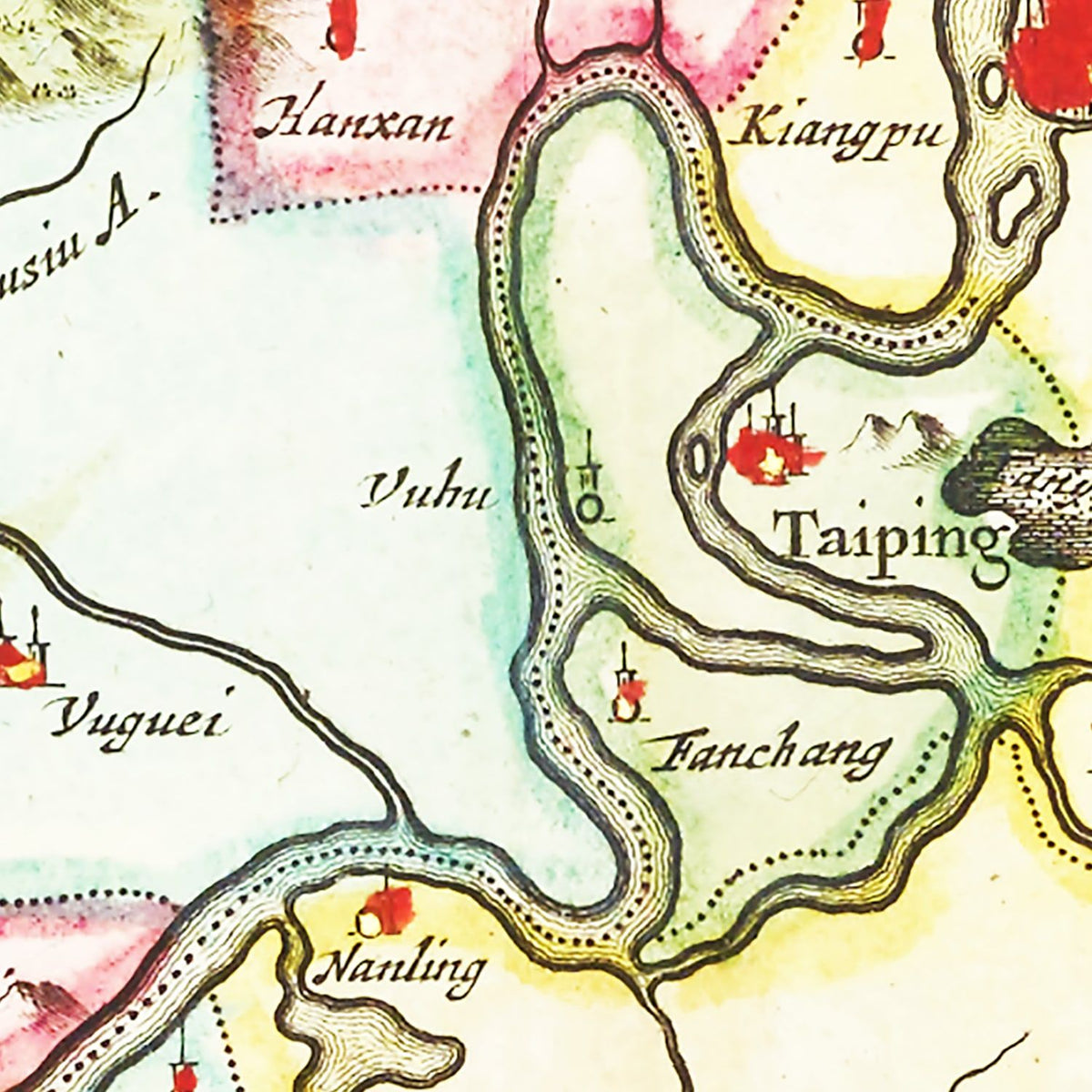 Restored historic details from the 1665 region map of County