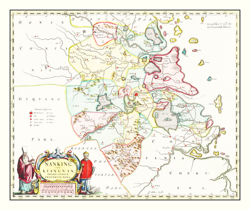 Size comparison using Vintage Map of Nanking, China 1665