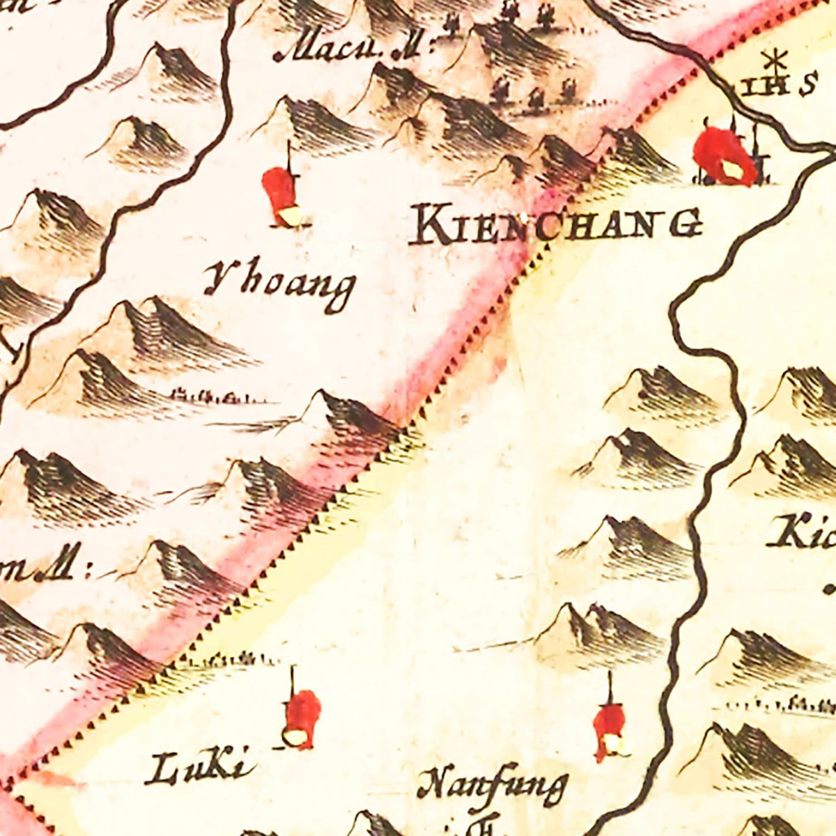 Restored historic details from the 1665 region map of County