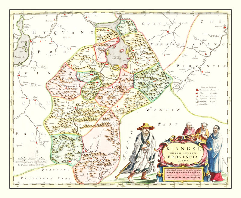 Size comparison using Vintage Map of Jiangxi, China 1665