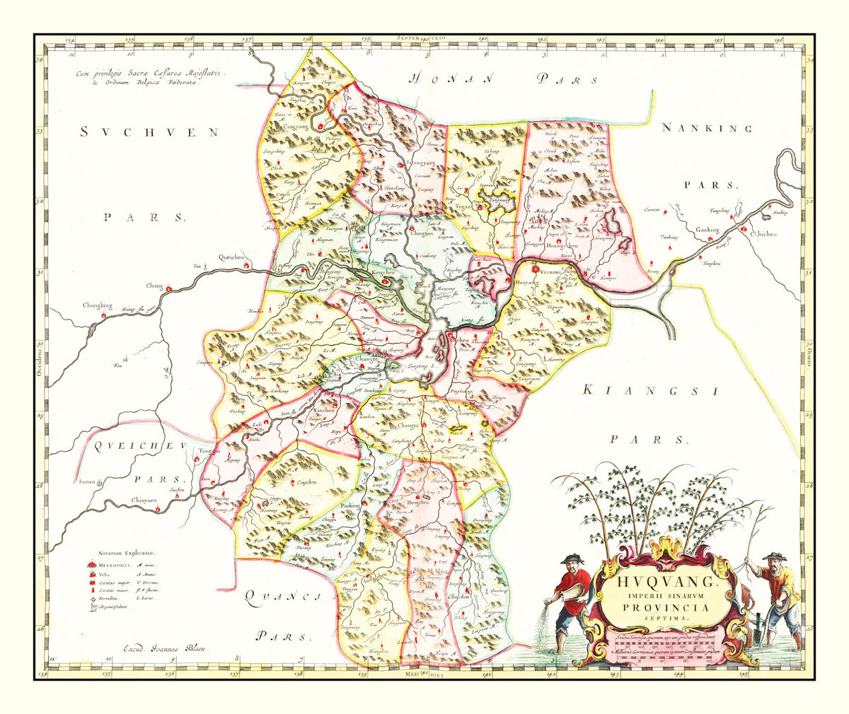 Preview of Vintage Map of Huguang, China 1665