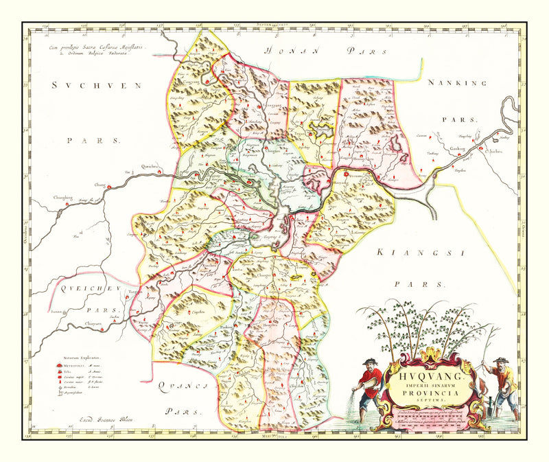 Size comparison using Vintage Map of Huguang, China 1665