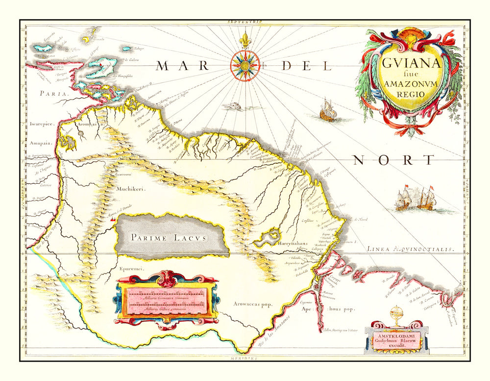 Vintage Map of Guyana 1665 print style example
