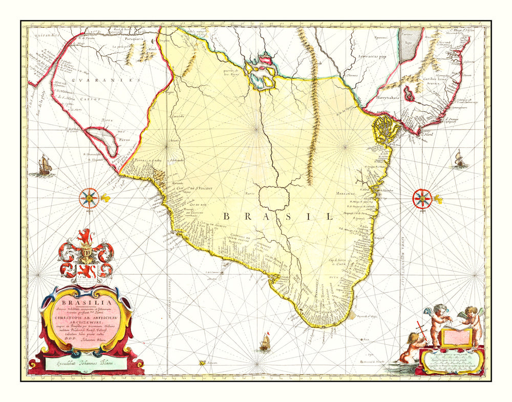 Vintage Map of Brazil 1665 print style example