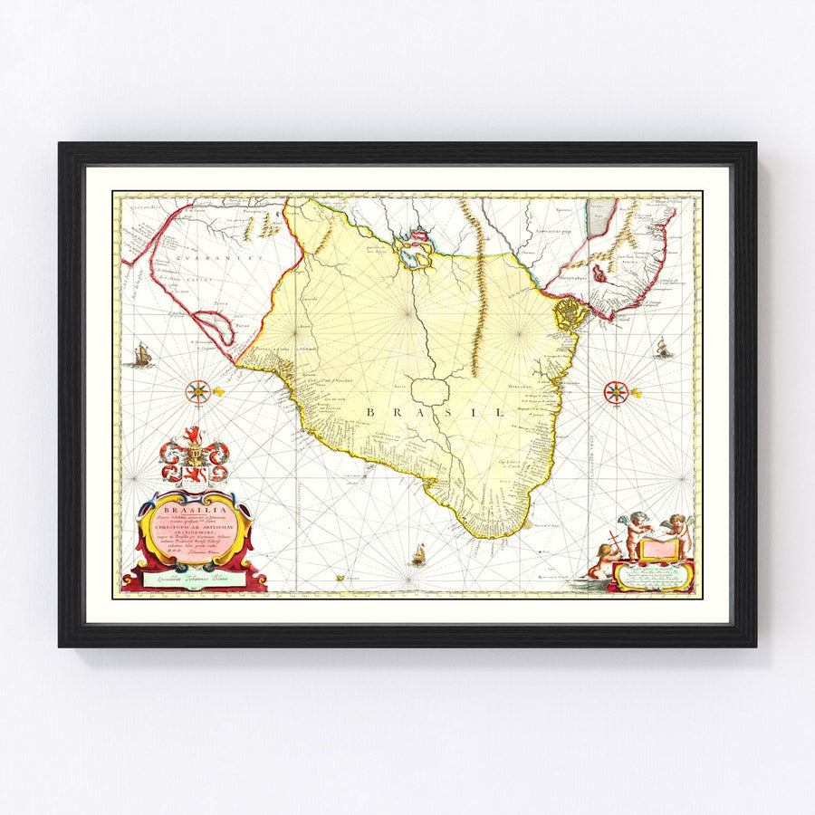 Vintage Map of Brazil 1665