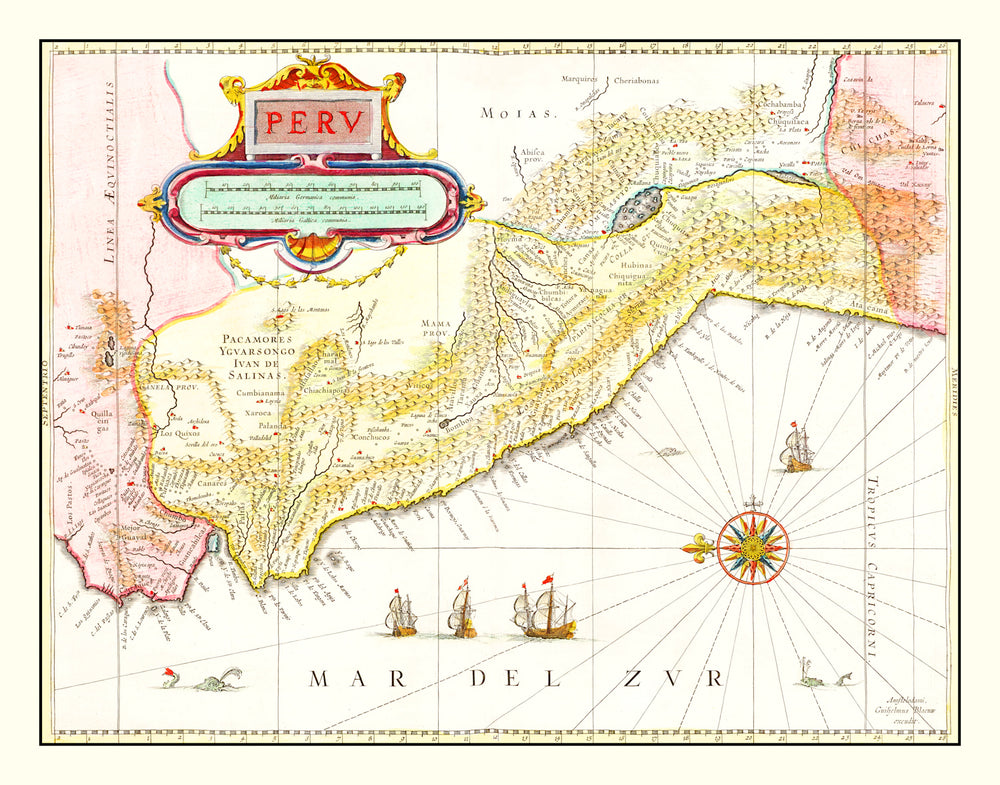 Vintage Map of Peru 1665 print style example