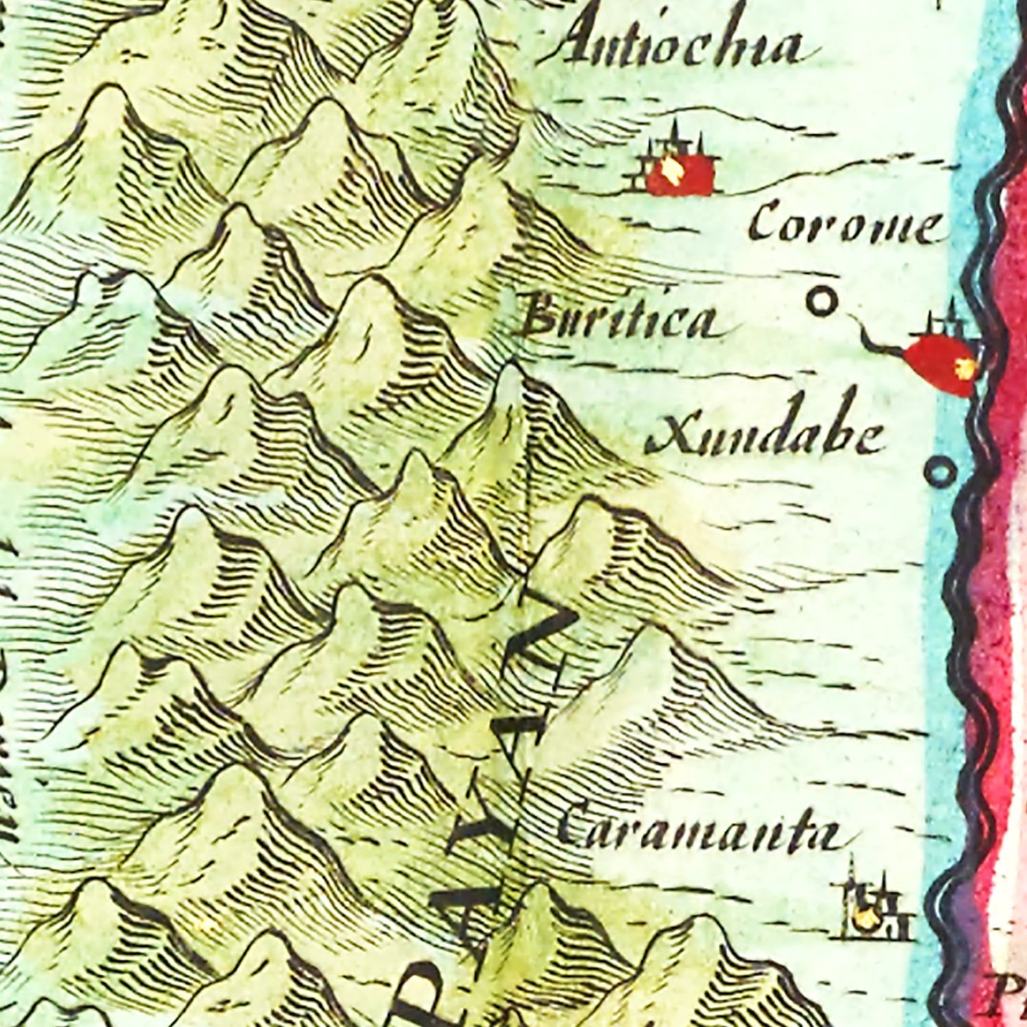 Restored historic details from the 1665 country map of County
