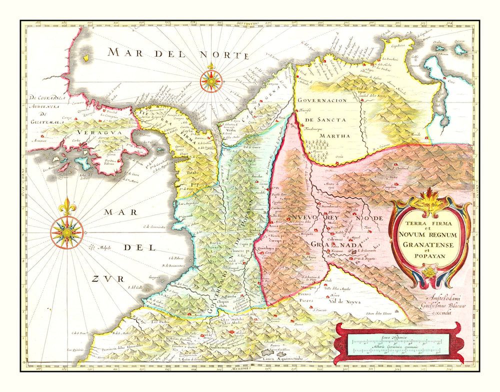Vintage Map of Colombia 1665 print style example