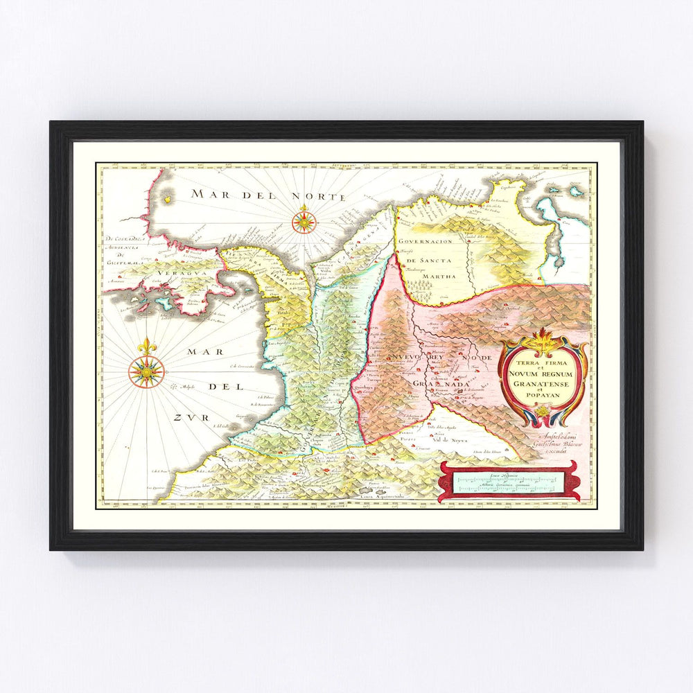 Colombia Vintage Map 1665
