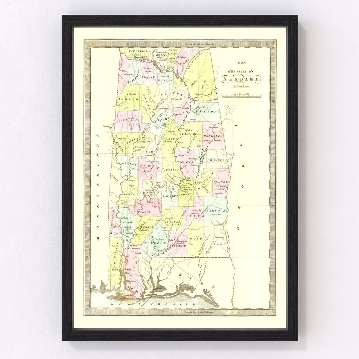 Alabama Vintage Map 1834