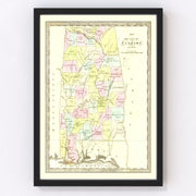 Alabama Vintage Map 1834