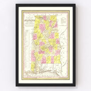 Alabama Vintage Map 1847