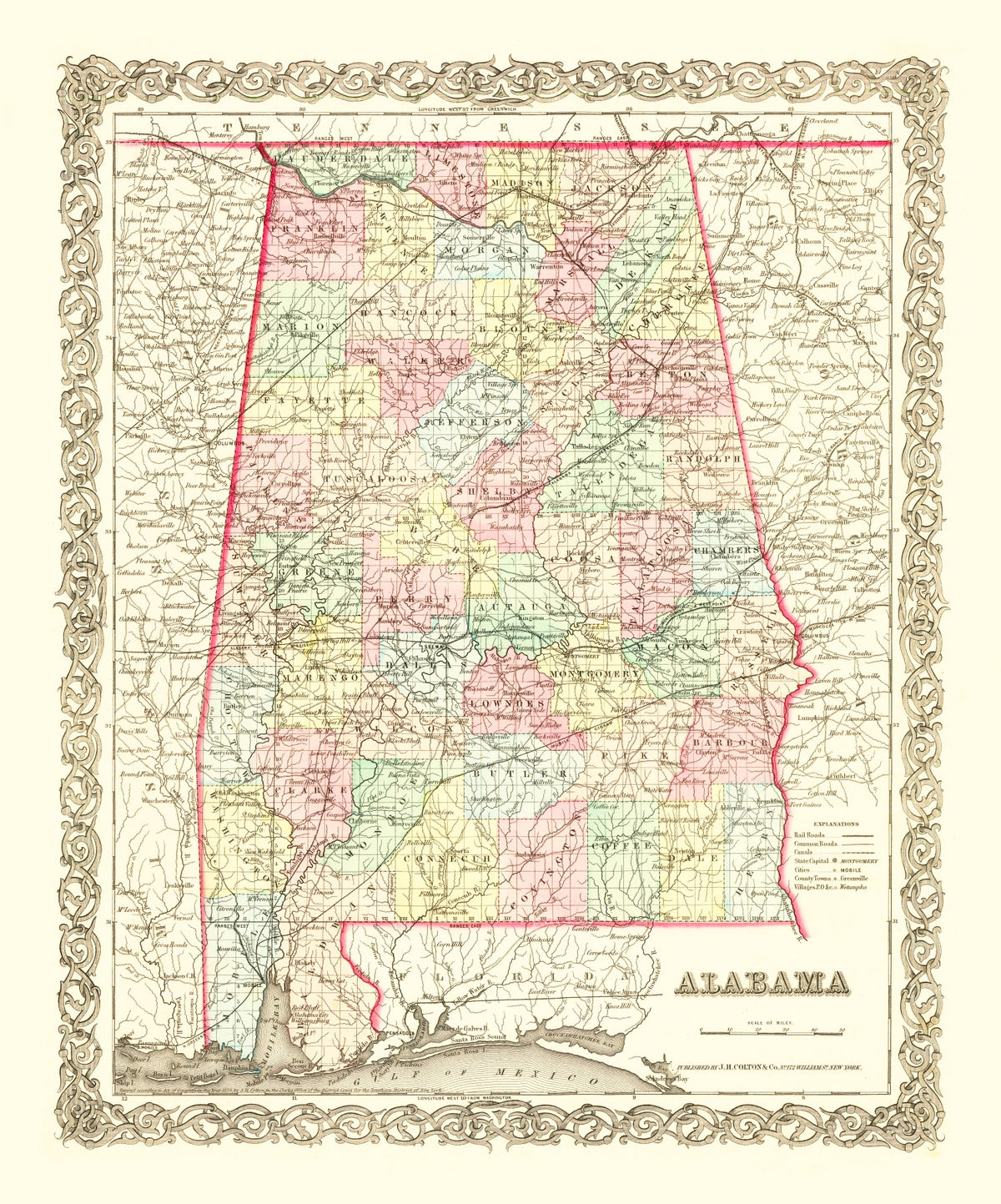 Preview of Vintage Map of Alabama 1855