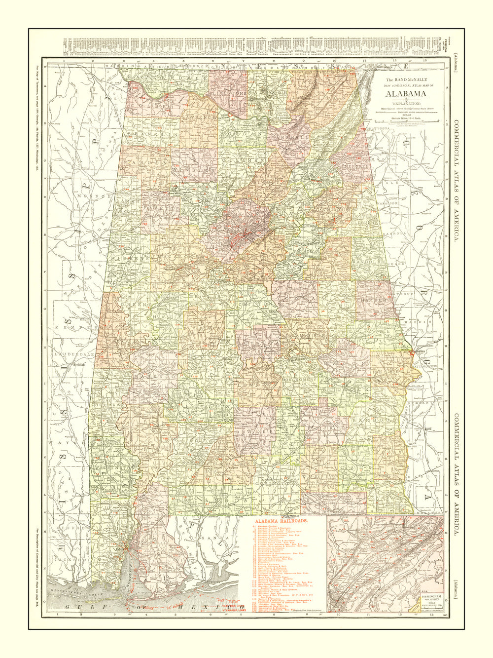Vintage Map of Alabama 1917 print style example