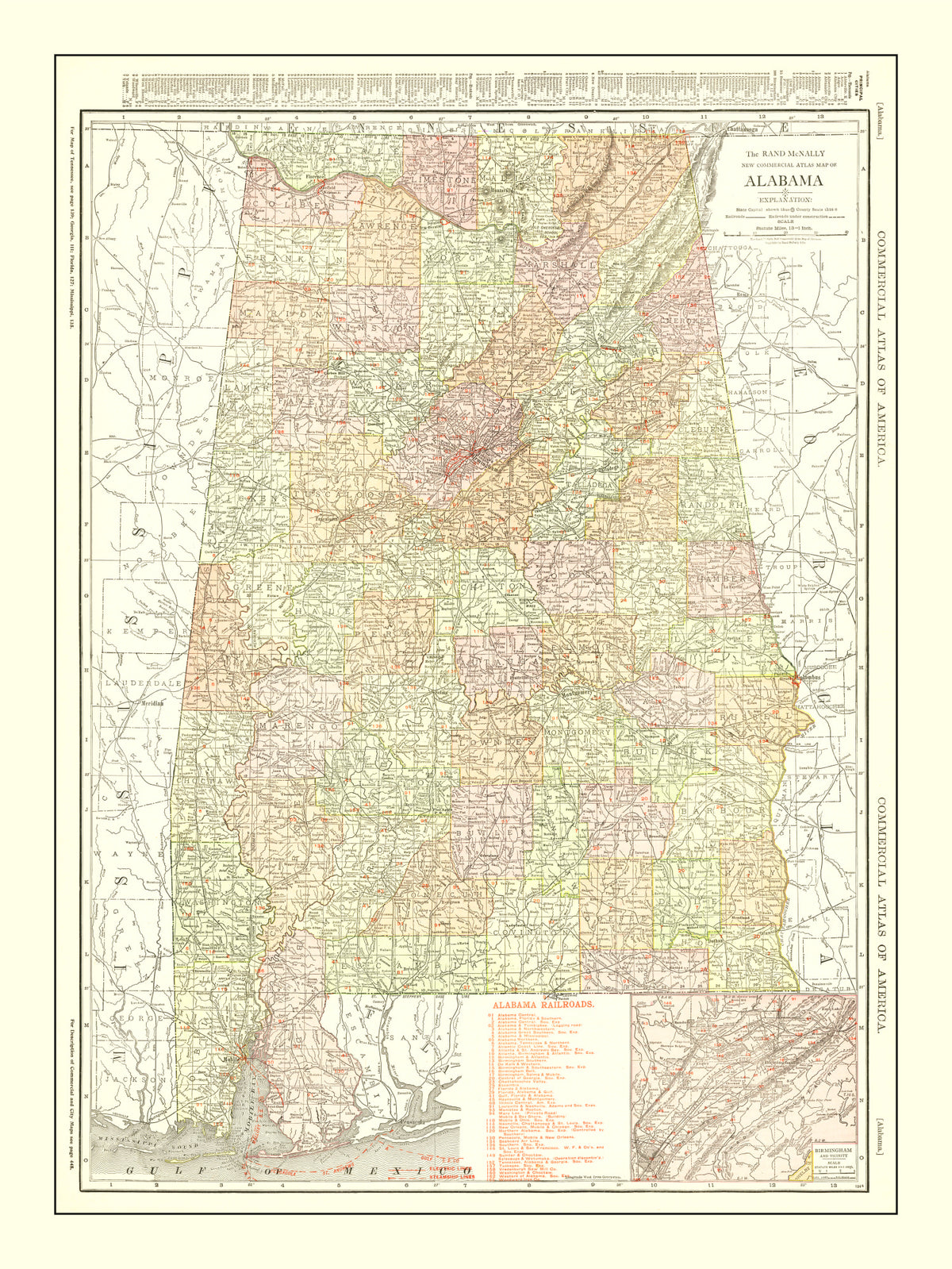 Preview of Vintage Map of Alabama 1917