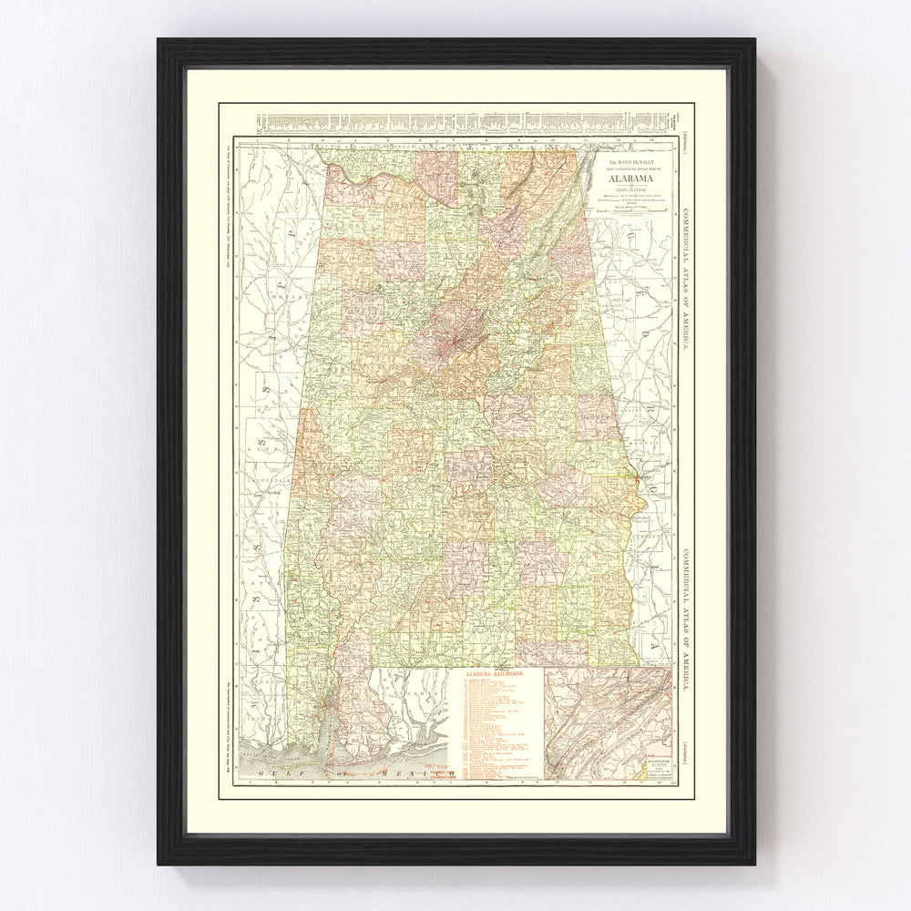 Alabama Vintage Map 1917
