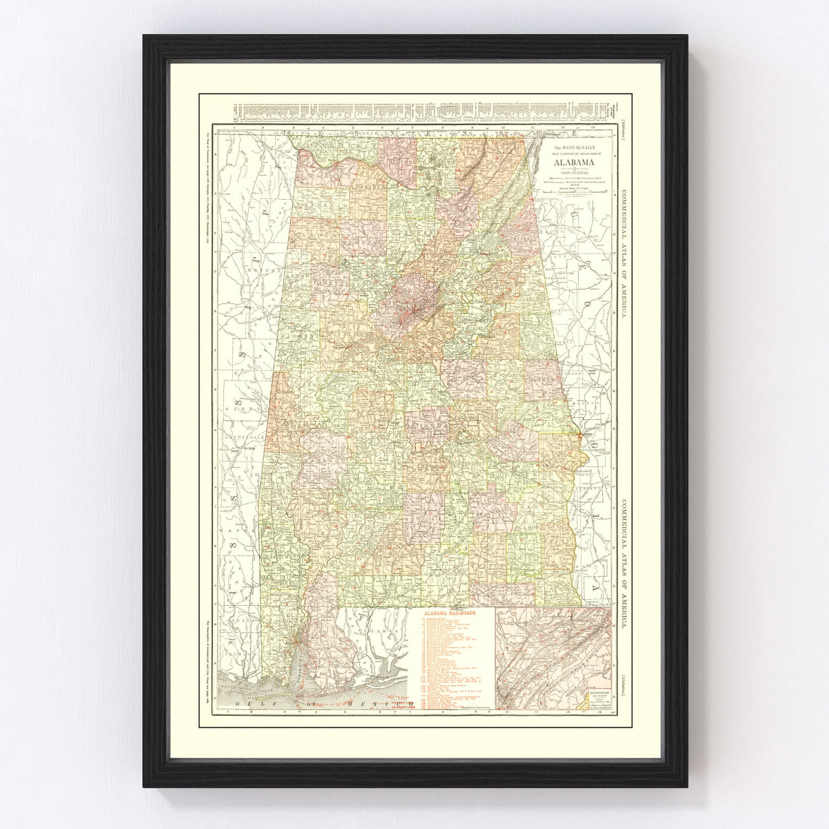 Alabama Vintage Map 1917